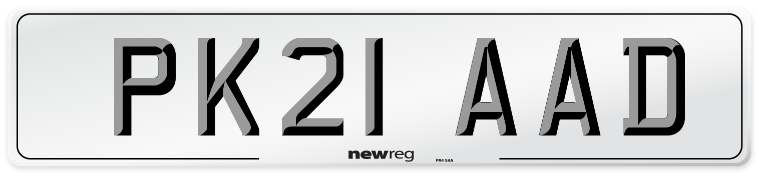 PK21 AAD Number Plate from New Reg